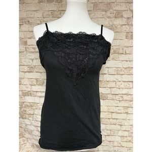 Vtg y2K Self Esteem Babydoll Cute Lace Cami Black Tank Top Fairy Grunge Large